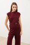 Burgundy Belt Detailed Women's Suit - 3