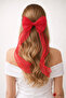 D’Arya Red Long Curly Ribbon Organza Large Bow Hair Clip – Red Bow Hair Clip Dd771 - 3
