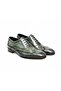 Green Color Lace-Up Genuine Leather Men's Shoes