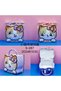 Metal Piggy Bank with Kitten Figure - Children's Savings Box with Bag and Key, Pink - 2