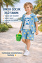 Nazar 32503-26 Boys' 3-Piece Set Aloha Printed Shirt Undershirt Shorts Summer Comfortable Fit Daily Set