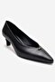 Versay Black Leather Pointed Toe Women's Low Heel Shoes - 3