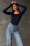 Women's 3-Piece Navy Blue Gray Anthracite Princess Collar Bluz - 4
