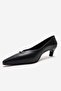 Versay Black Leather Pointed Toe Women's Low Heel Shoes - 6