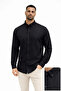 Men's Linen Fabric Oversize Long Sleeve Comfortable Fit Shirt - Black - 2