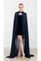 New Generation Navy Blue Chiffon Cape Henna Dress Double Set-Kaftan-Bindali-Henna Dress-Wedding - 2