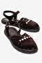 Chiela Brown Suede Genuine Leather Ankle Strap Women's Sandals