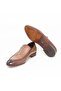Brown Laceless Genuine Leather Men's Shoes - 3