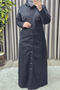 Women's Clothing Plus Size Buttoned Hooded Full Length Denim Dress - 9
