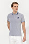 Men's Gray Melange Basic Polo Collar T-Shirt 50249145-Vr086 - 3