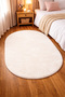 Plush Cream Oval Furry Soft Washable Non-Slip Base Carpet Runner Bedroom Bathroom Living Room