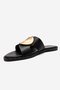 Nolita Black Skin Genuine Leather Buckle Women's Slippers - 6