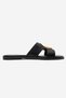 Nolita Black Skin Genuine Leather Buckle Women's Slippers - 4