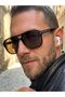Men's Timeless Frame Square Sunglasses Uv400 Black Brown - 3