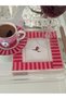 3 Pieces of Square Pip Studio Compatible Cocktail Presentation Napkins in Different Colors with Embroidered Love Bird Detail - 3