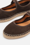 Flabelus Mary Jane Genuine Leather Suede Bitter Brown Espadrille - 6