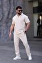 Men's Short Sleeve Linen Shirt Pants Set Summer Casual Bottom Top Set - 3