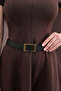 Antique Plated Rectangular Buckle Women's Trouser Belt, Dress Belt, Coat Belt - 3