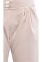 High Waist Carrot Cut Pleated Pants with Double Button Pockets - Beige - 6