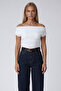 White Wide Collar Sandy Blouse Alc-X15461 - 4
