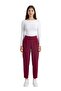 High Waist Carrot Cut Pleated Pants with Double Button Pockets - Burgundy - 2