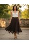 Intive Moda Heavy Guipure Lace Asymmetrical Cut Lined Belted Midi Length Skirt - Far City - 2