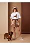 Girl's Dog Printed T-Shirt with Stone Detail Design - 2