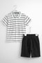 Cmk 23003-26 Striped Polo Collar Boys' Set Comfortable Fit Summer Shorts Daily Combination - 8