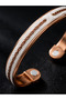 Men's Pure Copper Bracelet with White Leather and Chain Adjustable Magnetic Model for Men and Women Copper - 4