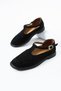 Vibe Women's Tape Detailed Genuine Leather Loafer Black Suede - 3