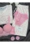 Women's Jacquard Bow Patterned Short Sleeve Pajama Set with Underwear - 3