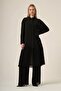 Women's Chiffon Detail Suit Black 31331 - 2