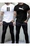 Men's 2-Pack Paus Cheetah Print Design Black and White T-Shirt