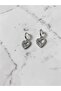 Silver Color Emerald Gemstone Heart Flower Pattern Dangle Steel Earrings - Tarnish Resistant - 4
