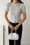 Women's Polka Dot Draped Blouse – Half Sleeve Stylish Design - 4