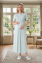 New Season Mint Green Summer Full Length Jacquard Buttoned Short Sleeve Maternity Nightgown Set - 8