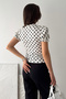 Women's Polka Dot Draped Blouse – Half Sleeve Stylish Design - 5