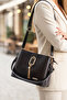 Women's 4-Compartment Lined Zipper Closure 2-Strap Hand and Shoulder Bag (24X18 cm) - 4