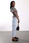 Light Blue Barrrel Jean with Floral Embroidery on the Sides 1019 - 4