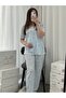 Women's Blue Daisy Short Sleeve Pajama Set with Underwear - 6