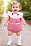 Baby Girl Cherry Embroidered Summer Plaid Romper Jumpsuit