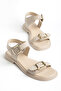 Viola Women's Single Strap Double Gold Buckle Detailed Daily Comfortable Slippers
