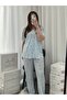 Women's Blue Daisy Four-Piece Pajama Set - 4