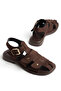 Sole Women's Bitter Brown Suede Bead Detailed Casual Sandals - 5