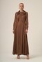 Women's Brooch Detailed Shawl Collar Dress Brown 31337 - 6