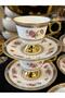 Kosova 6-Person Embossed Golded Decorated Coffee Cup Set with Stands 90ml (Meganm) - 7
