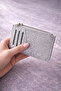 Women's Silvery Zippered Card Holder Wallet with 8 Card Holders, Mini Wallet with Money Compartment - 2