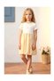 Girl's Cotton Ecru Yellow Daisy Detailed Dress - with Patterned Balloon Skirt - 5