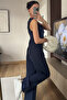 Midnight Alt Top Indigo Blue Vest Pants Tencel Fabric Set - 3