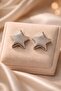 Women's Silver Lacquer Plated Star Symbol Hope Guidance Luck Internal Radiance Representing Earring - 2